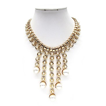 PEARL DROPS METAL NECKLACE SET