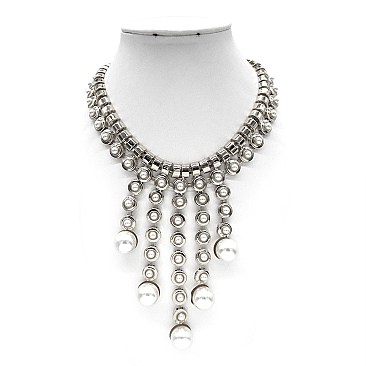 PEARL DROPS METAL NECKLACE SET