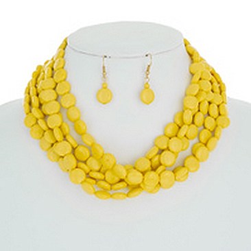 5 LINE FLAT ACRYLIC BEAD NECKLACE SET