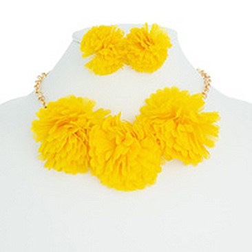 3 FABRIC FLOWER NECKLACE SET