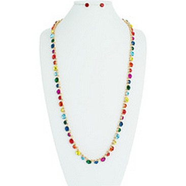 LONG 1 LINE RHINESTONE NECKLACE SET