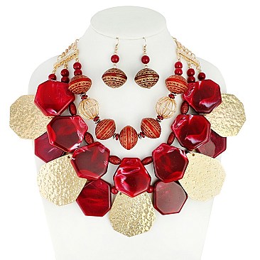 LOVELY LRG RESIN POLYGON NECKLACE SET