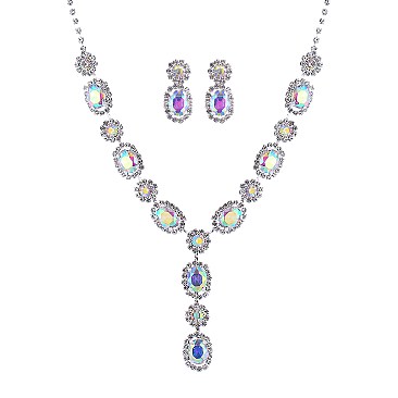 Bejeweled Crystal Necklace Earrings Set
