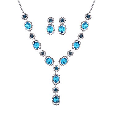 Bejeweled Crystal Necklace Earrings Set