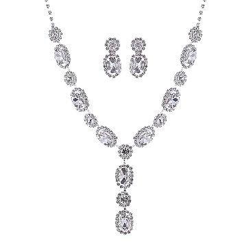 Bejeweled Crystal Necklace Earrings Set
