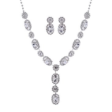 Bejeweled Crystal Necklace Earrings Set