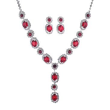 Bejeweled Crystal Necklace Earrings Set