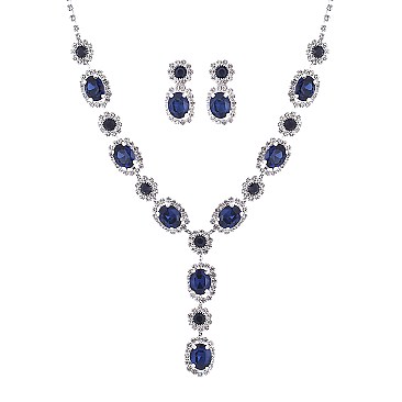 Bejeweled Crystal Necklace Earrings Set