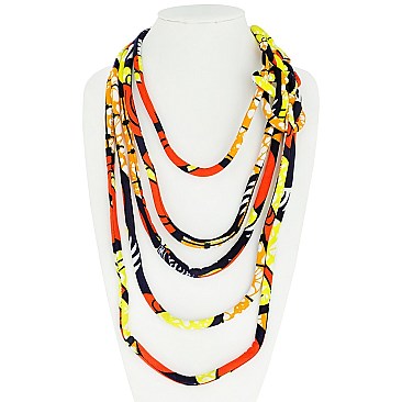 AFRICAN PRINT FABRIC ROPE NECKLACE