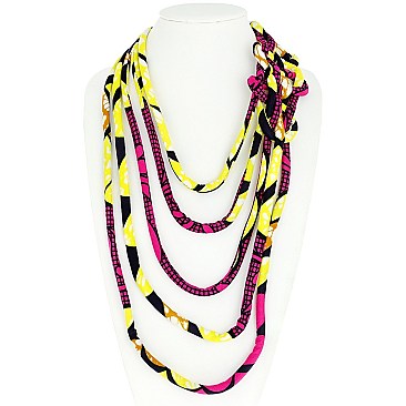 AFRICAN PRINT FABRIC ROPE NECKLACE