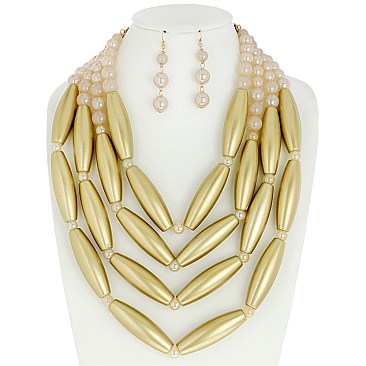 METALIC NECKLACE AND EARRINGS SET