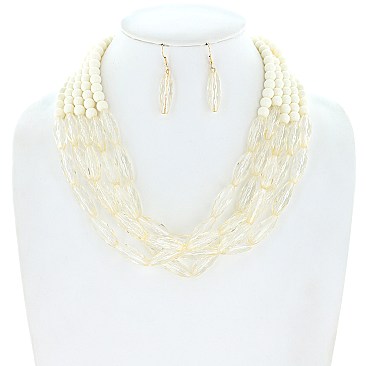 FIVE STRANDS ACRYLIC BEAD NECKLACE SET