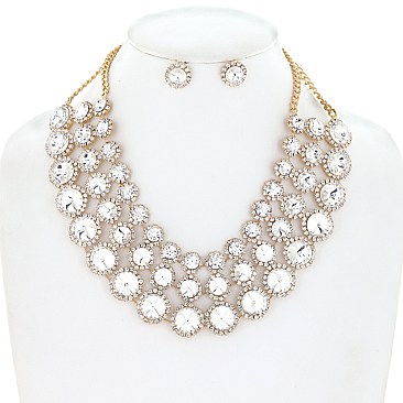 CHARMING CRYSTAL PAVE NECKLACE AND EARRINGS SET