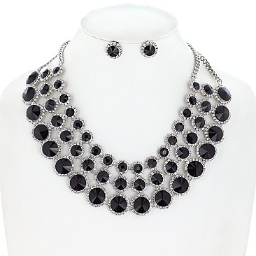CHARMING CRYSTAL PAVE NECKLACE AND EARRINGS SET