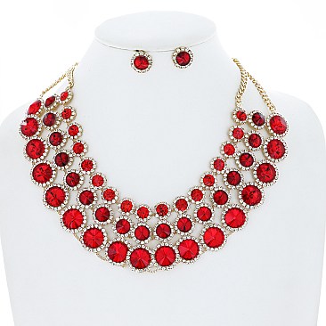 CHARMING CRYSTAL PAVE NECKLACE AND EARRINGS SET