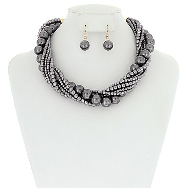 STYLISH MULTI STRAND TWISTED PEARL NECKLACE