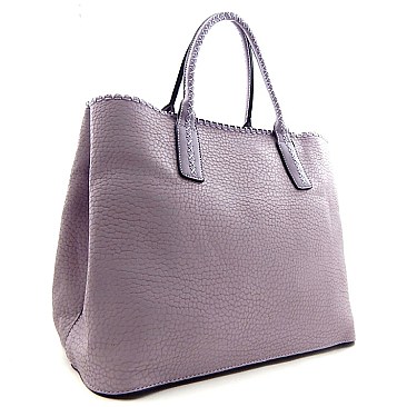 Compartment 2 Way Leather Like Fashion Tote