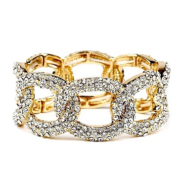 Metal Chain Rhinestone Embellished Linked Elastic Bracelet
