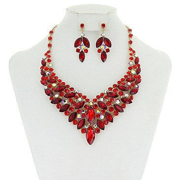 FASHIONABLE METAL RHINESTONE NECKLACE BIB SET SLNBQ75