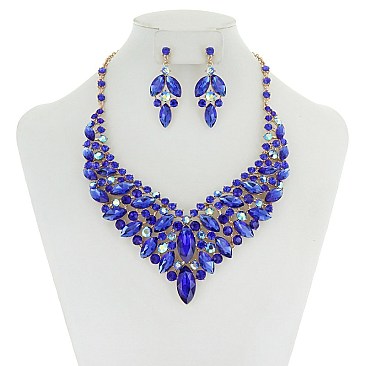 FASHIONABLE METAL RHINESTONE NECKLACE BIB SET SLNBQ75