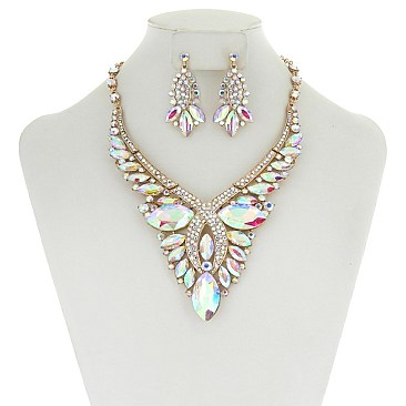 FASHIONABLE METAL STONE NECKLACE SET SLNBQ78