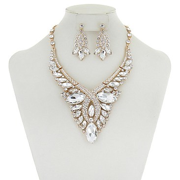FASHIONABLE METAL STONE NECKLACE SET SLNBQ78