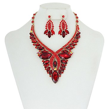 FASHIONABLE METAL STONE NECKLACE SET SLNBQ78