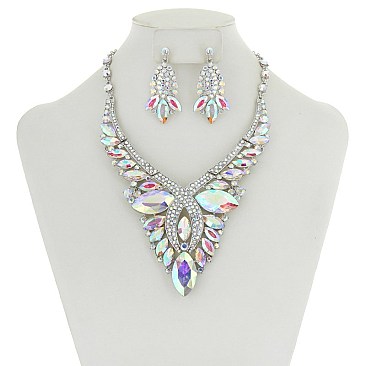 FASHIONABLE METAL STONE NECKLACE SET SLNBQ78