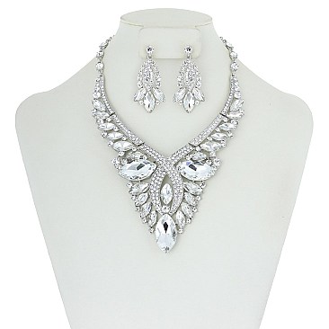 FASHIONABLE METAL STONE NECKLACE SET SLNBQ78
