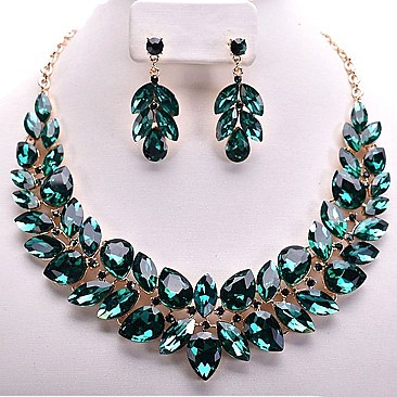 POINTED GEM RHINESTONE BIB NECKLACE SET