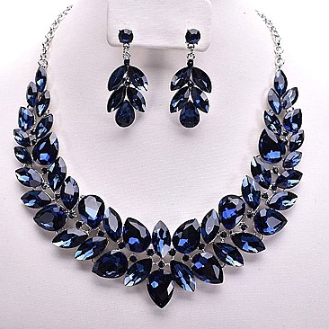 POINTED GEM RHINESTONE BIB NECKLACE SET