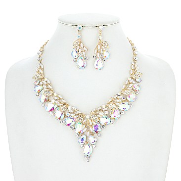 RHINESTONES AND PEARLS NECKLACE SET