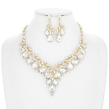 RHINESTONES AND PEARLS NECKLACE SET