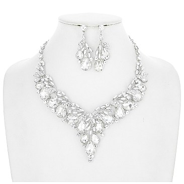 RHINESTONES AND PEARLS NECKLACE SET