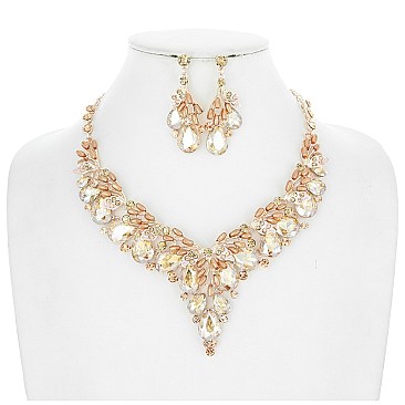 RHINESTONES AND PEARLS NECKLACE SET