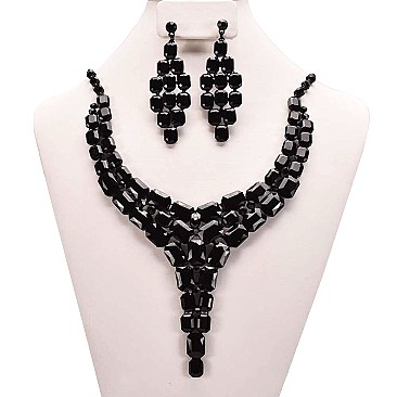 LARGE STONE BIB DROP NECKLACE SET