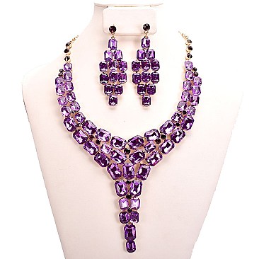 LARGE STONE BIB DROP NECKLACE SET