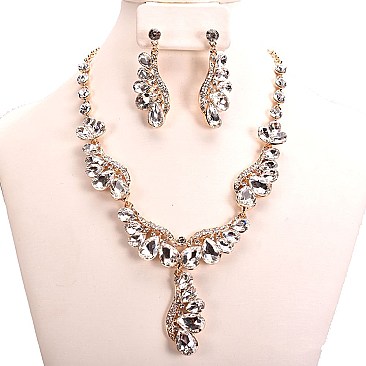 RHINESTONE CLUSTER WING NECKLACE