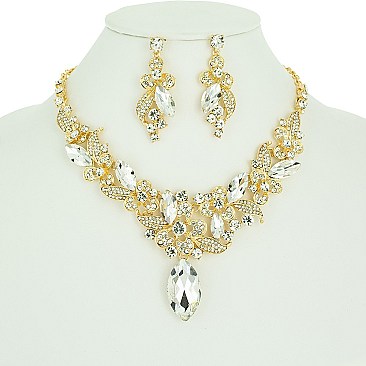FLOWER RHINESTONE NECKLACE SET