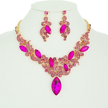 FLOWER RHINESTONE NECKLACE SET