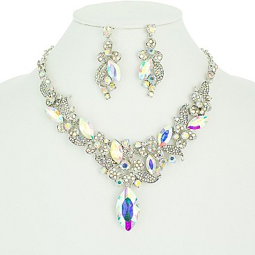 FLOWER RHINESTONE NECKLACE SET