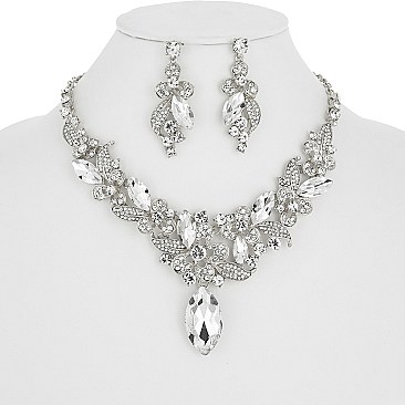 FLOWER RHINESTONE NECKLACE SET