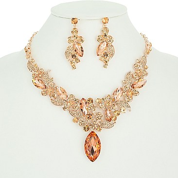 FLOWER RHINESTONE NECKLACE SET