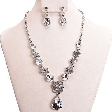 DROP STONE FLOWER NECKLACE SET