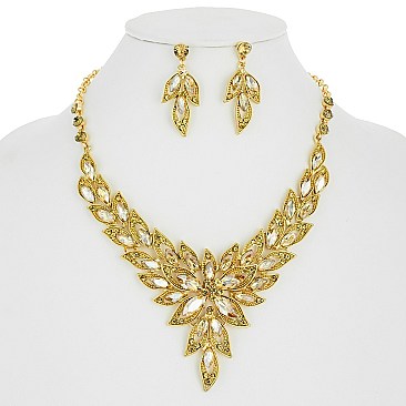 BURST FLOWER PETAL NECKLACE SET