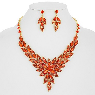 BURST FLOWER PETAL NECKLACE SET