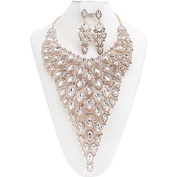 FASHIONABLE LONG EVENING BIB NECKLACE SET SLNBY7062