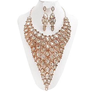 FASHIONABLE LONG EVENING BIB NECKLACE SET SLNBY7062