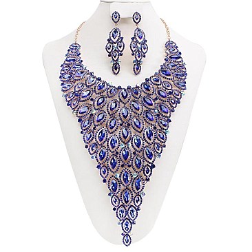 FASHIONABLE LONG EVENING BIB NECKLACE SET SLNBY7062