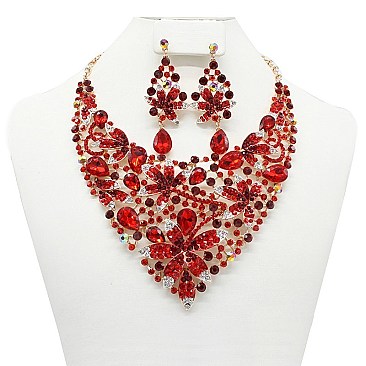 FASHIONABLE RHINESTONE STATEMENT NECKLACE SET SLNBY7407